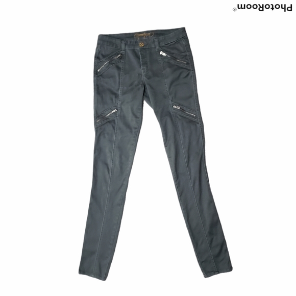 SPOONJEANS Green Skinny W Gold Zippersss - Picture 3 of 13